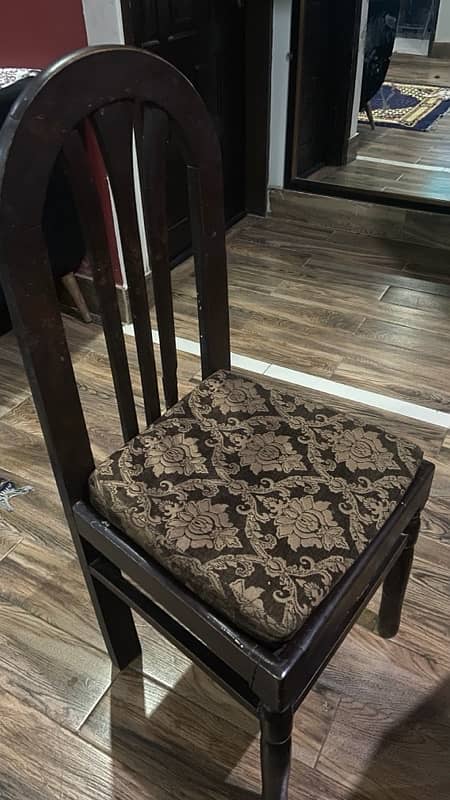 "Used Brown Wooden Dining Table with 6 Chairs for Sale" 1