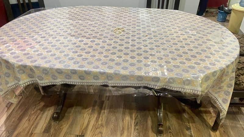 "Used Brown Wooden Dining Table with 6 Chairs for Sale" 2