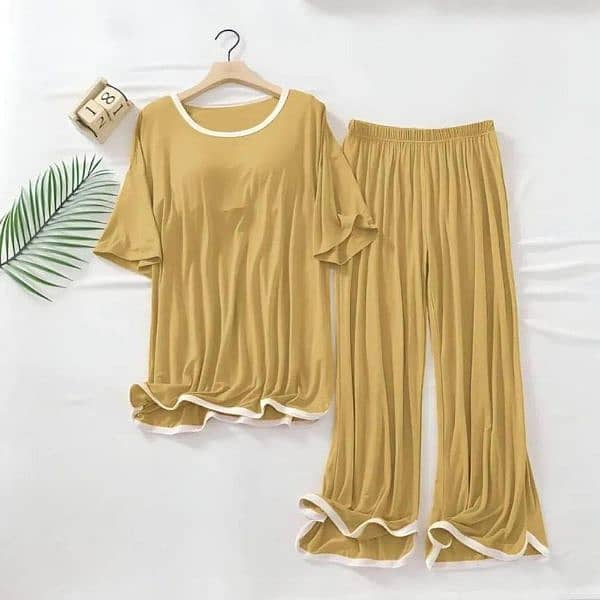 2 Pcs Women's Stitched Cotton Jersey Printed Sleepwear 0