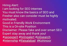 Free SEO Intership For 3 Months in Faisalabad