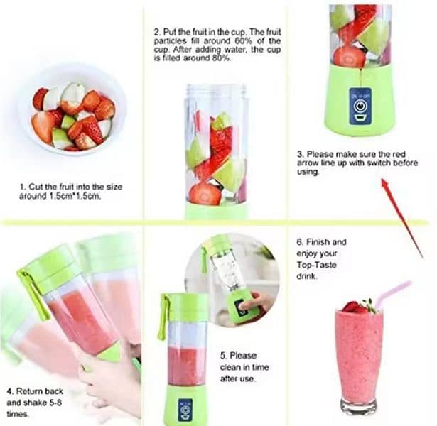 Six Blade Portable USB Electric Juicer Bottle Blender 3