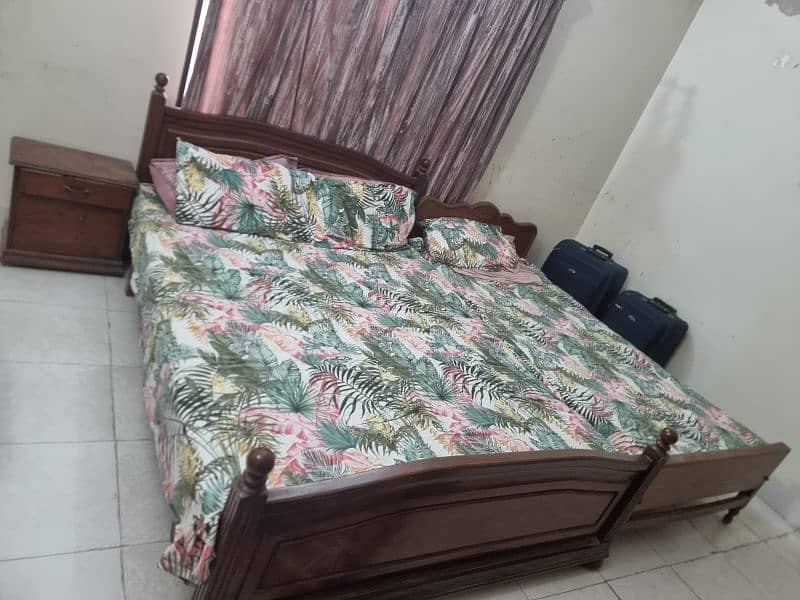 double &single bed set with 2 side table 0