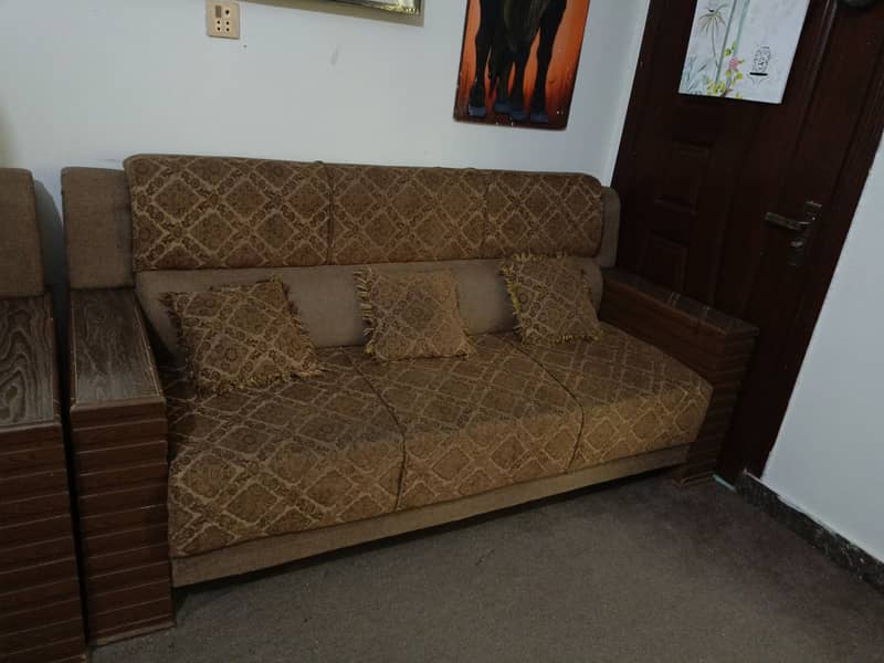 Wooden block sofa set 4