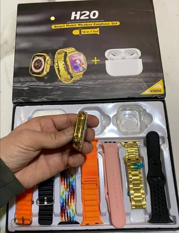 6 straps top quality watch with free air pods 2