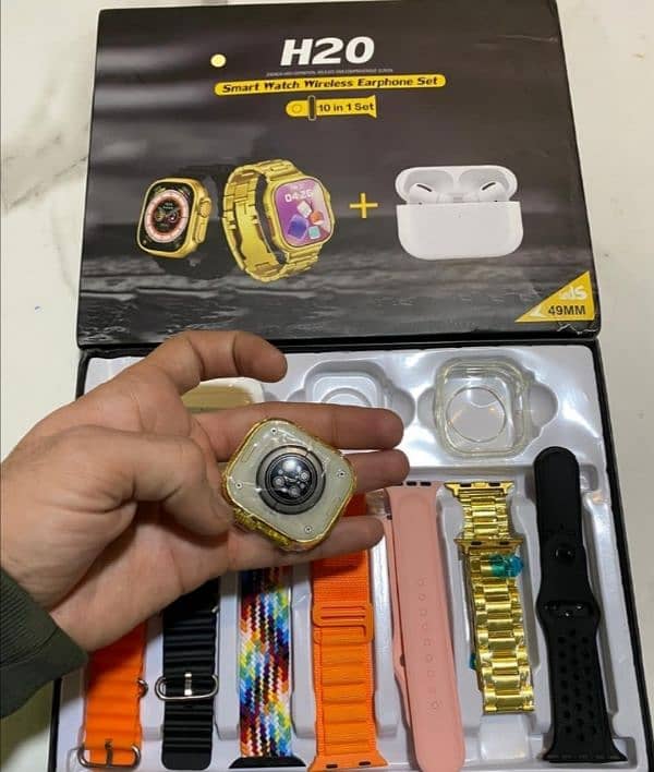 6 straps top quality watch with free air pods 3