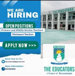 Male & Female Teachers/Faculty Required