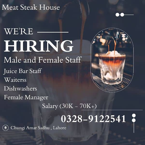 Restaurant Staff | Female Manager | Juice Bar staff | Jobs | Waitress 0