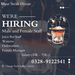 Restaurant Staff | Female Manager| Juice Bar staff | Jobs | Waitress