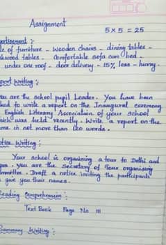 handwriting assignment work