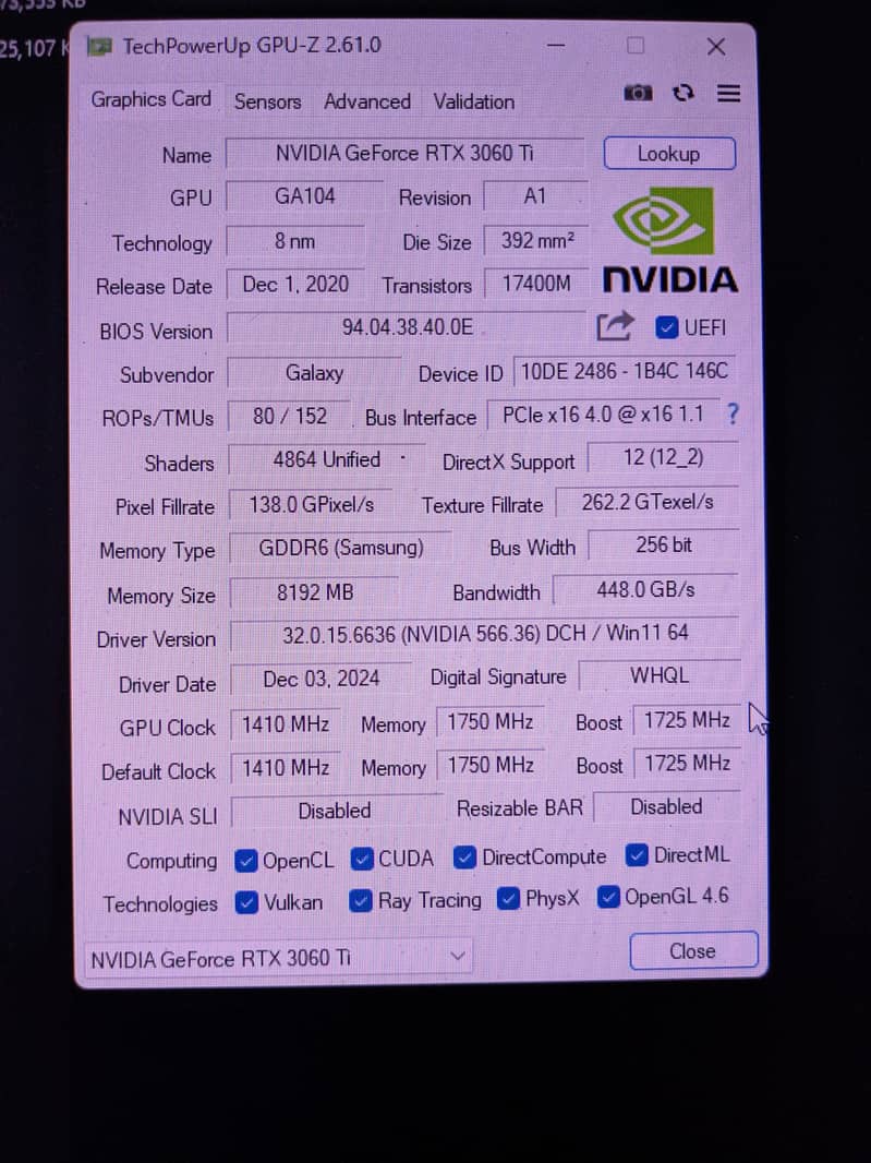 Galax RTX 3060ti 3 Fans - Graphics Card 2