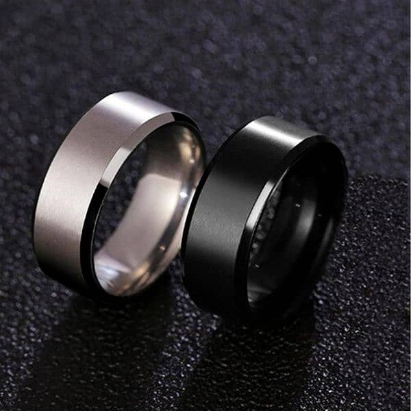 boys titanium pure black and silver heavy wait ring pack of 2 0