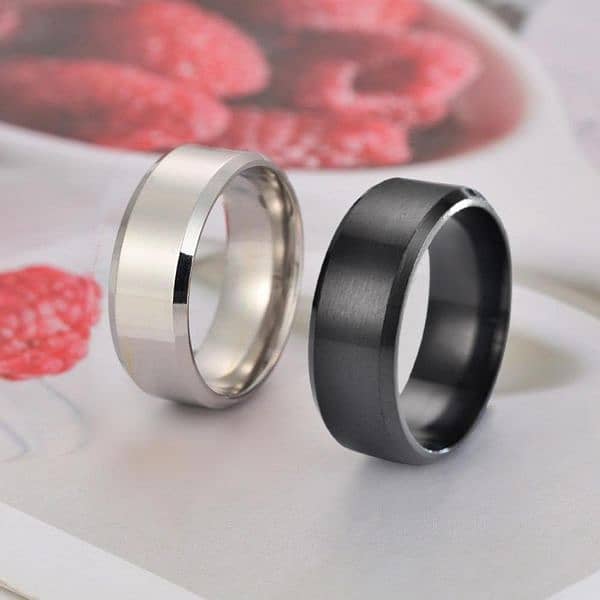 boys titanium pure black and silver heavy wait ring pack of 2 3