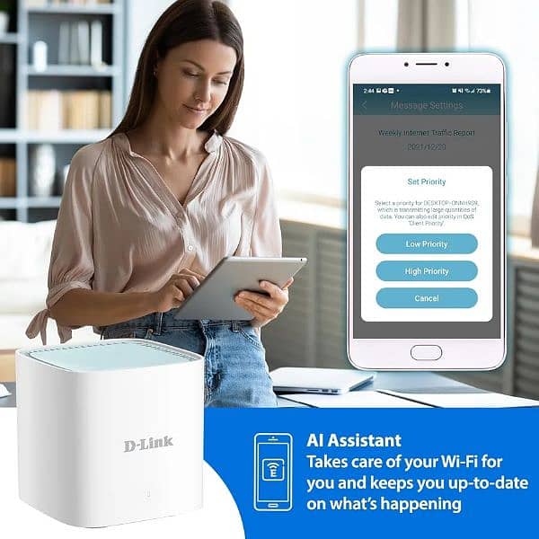 D-Link M15, AX1500 WiFi 6 Mesh Router, self-optimizing AI Wi-Fi Router 8