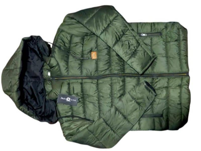 Men's Parachute Puffer Jacket - 1 Pc Hooded Neck  Green Stylish & Warm 0