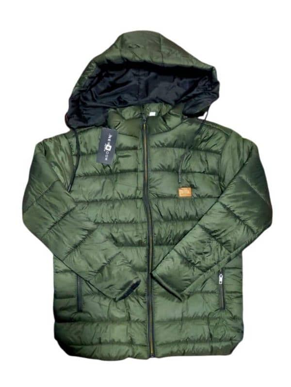 Men's Parachute Puffer Jacket - 1 Pc Hooded Neck  Green Stylish & Warm 1