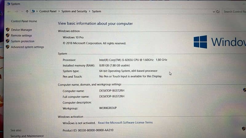 core i5 8th gen 8/180/320 15.6 screen size 4