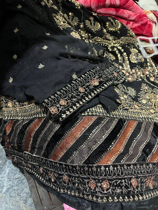 Black bridal kashee's hand work outfit 4