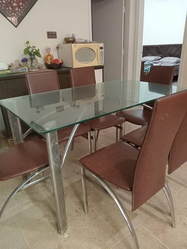 metal frame with glass top dinning table 1