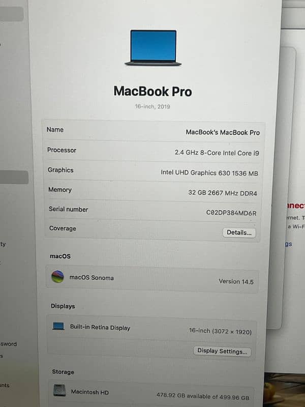 Macbook Pro 2019 i9 16inch 5