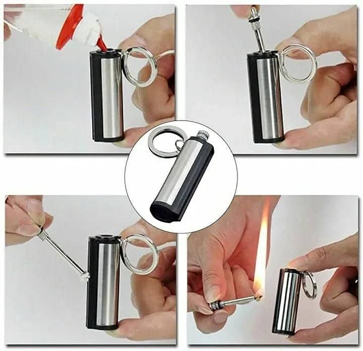 Outdoor Windproof Match Striker Lighter with Keychain 0