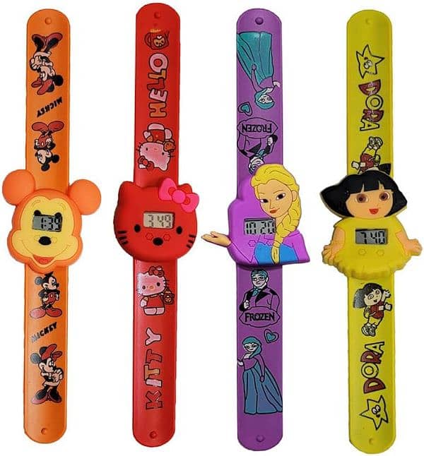 Pack of 4 Watch For Kids  Digital Scale Strip Carton Character watches 0