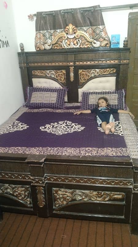 king size bed with side table urgent sale 1