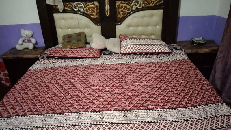 king size bed with side table urgent sale 6