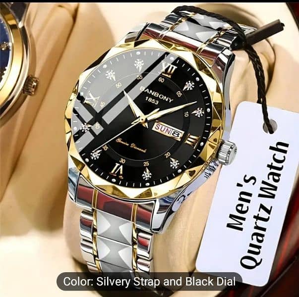 1pc Stainless Steel Strap Men'S Roman Numerals Dial Rhinestones 8