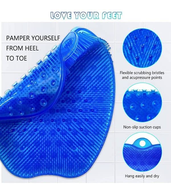 Shower Foot Washer Mat, Non-Slip Shower Foot Massager with Shower foot 6