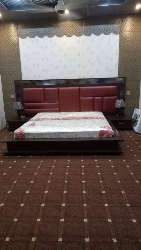 very beautiful wooden bed with dressing and mattress 0