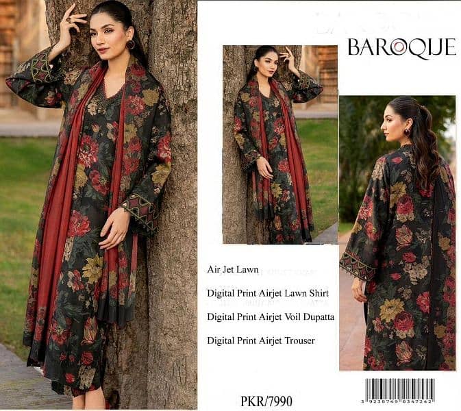 women's Stylish Lawn Suit set 3 pcs Digital print ensemble 0