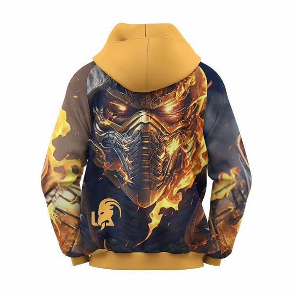 Unisex Vintage Fire Polyester Fleece Hoodie - 1 Pc Mustard 1