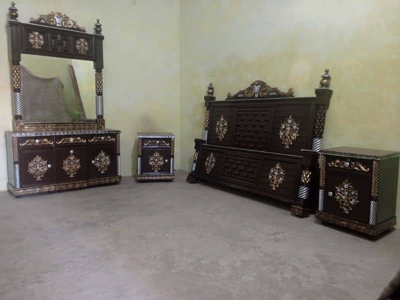 beautiful solid wooden bed set brand new candetion for sale in Lahore 0