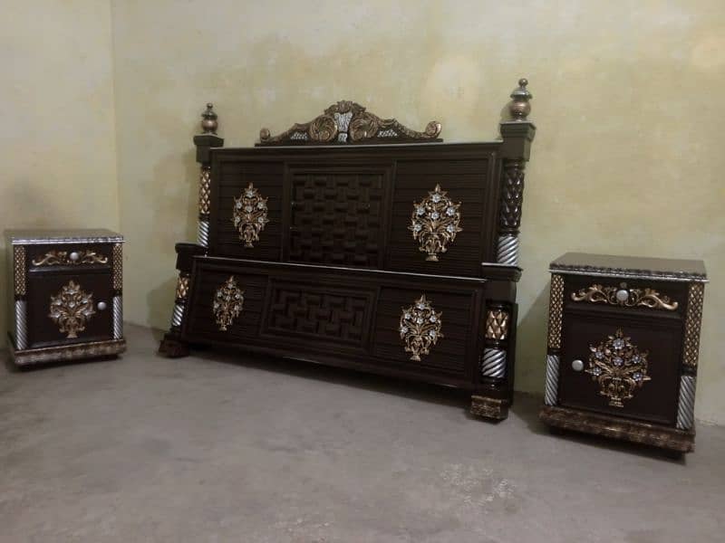 beautiful solid wooden bed set brand new candetion for sale in Lahore 1