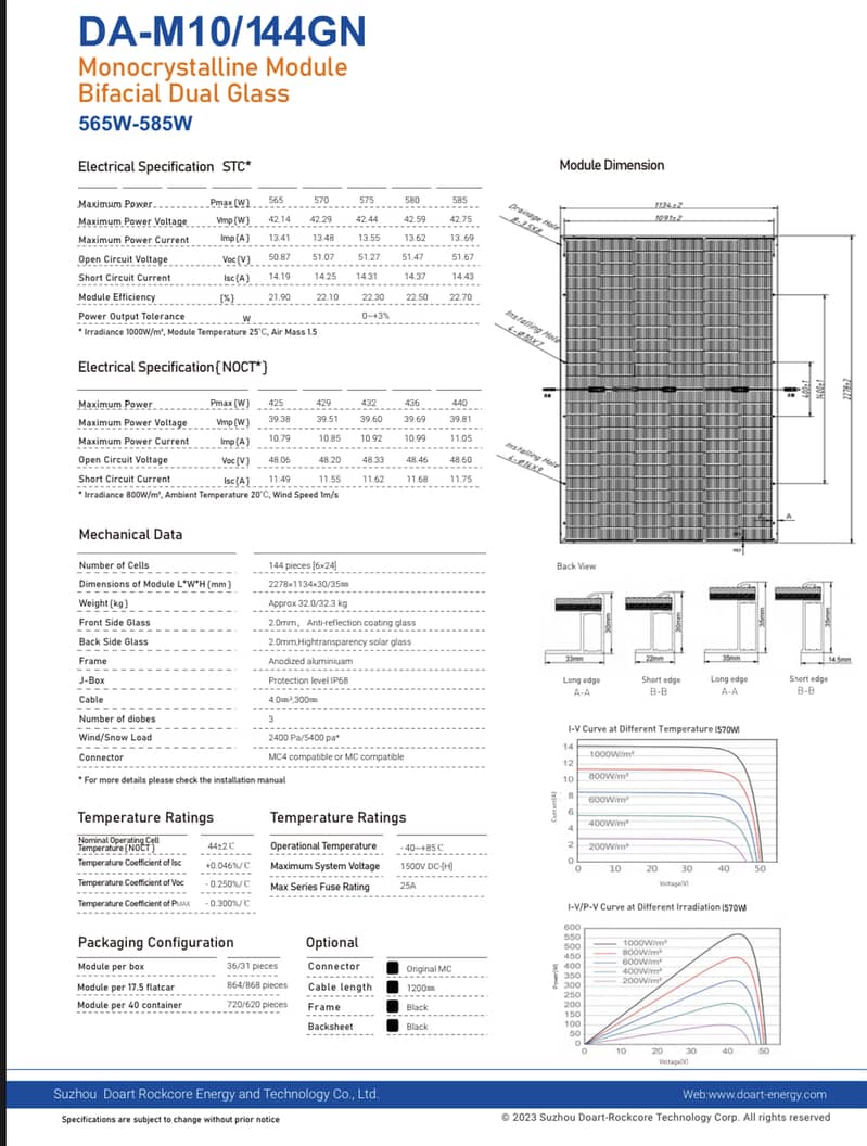 Doart energy A grade 580 watt maximum efficiency documented A grade 4