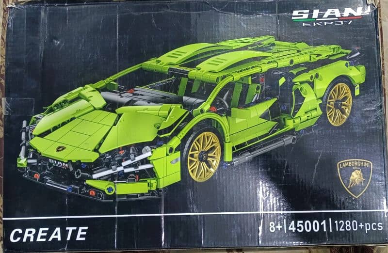 1280+pcs Technical Lamborghini Sian Building Blocks Child Car toy 0