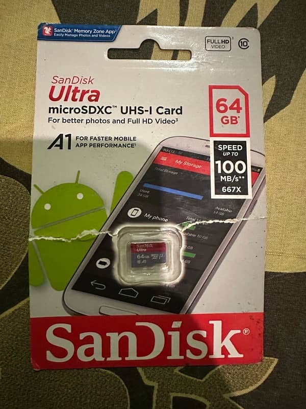 Sandisk 64 GB Card 100Mbps speed 1