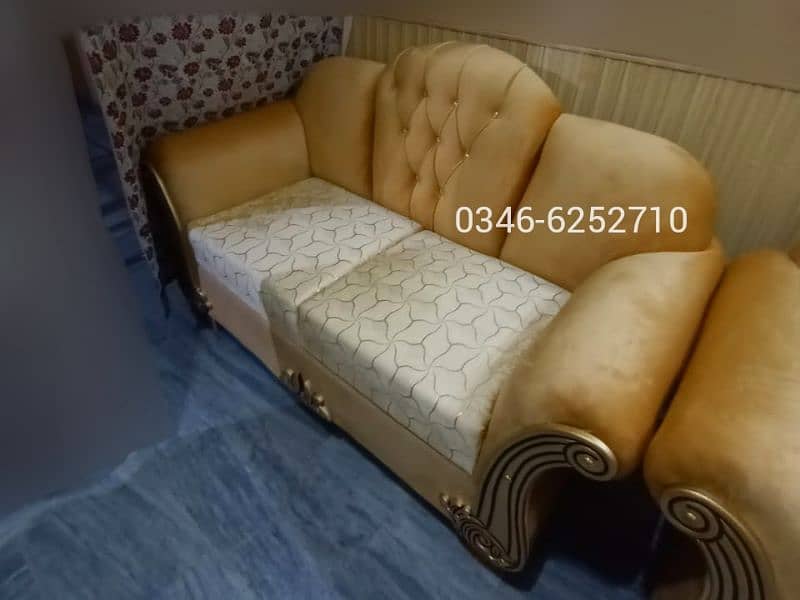 Sofa Set 6 Seater Brand New King Size Golden Velvet 0346-6252710 0