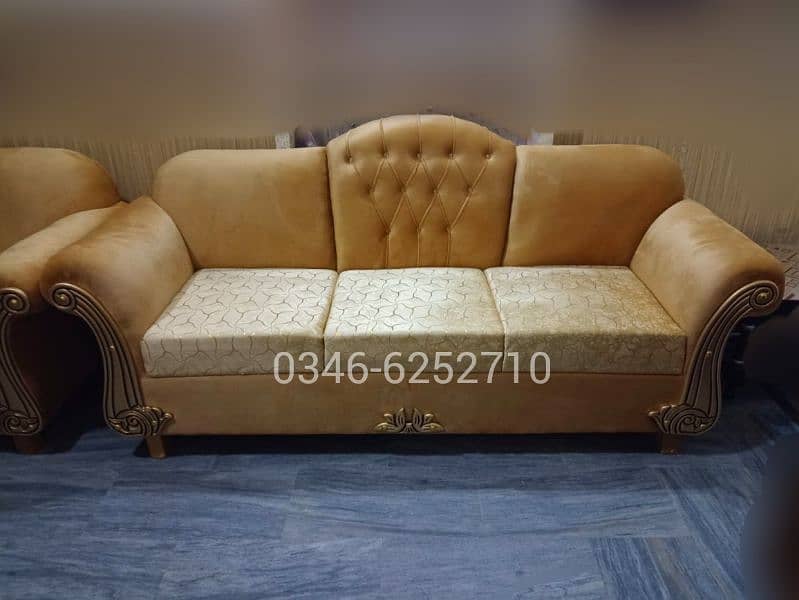 Sofa Set 6 Seater Brand New King Size Golden Velvet 0346-6252710 1