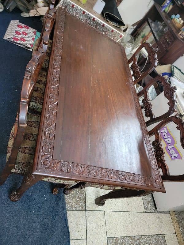 chinyooti wooden table and six chairs for sale in good condition 0