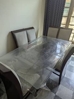 Glass Dining table with 6 chairs