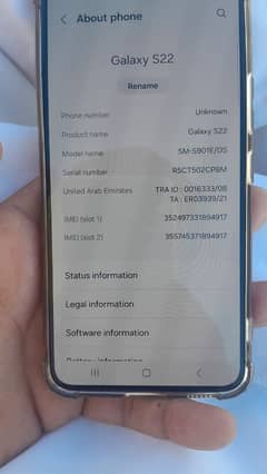 samsung s22 none pta 100% original or koi b fault nai hai 70k