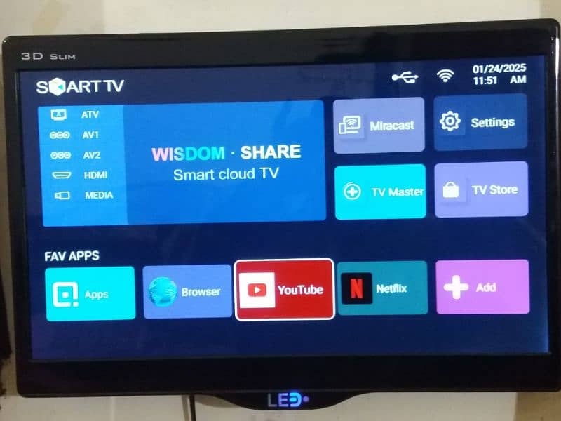 26 Inch 3 D Smart & Slim Android LED TV. Wifi youtube. 0