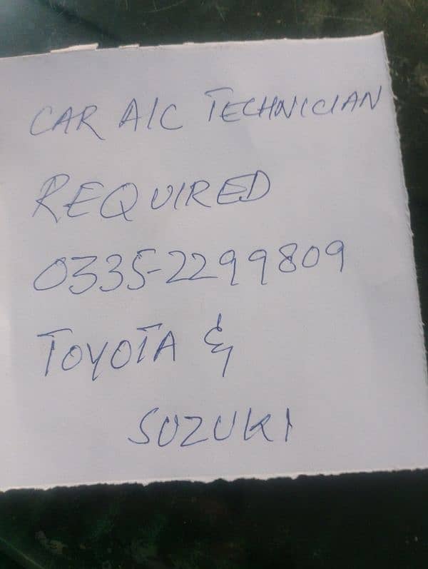 toyota / Suzuki cars A/C technician required 0