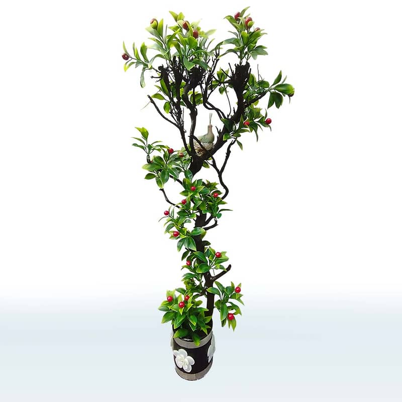 Elegant Artificial Plant with Birds, Nest and Fruits 2