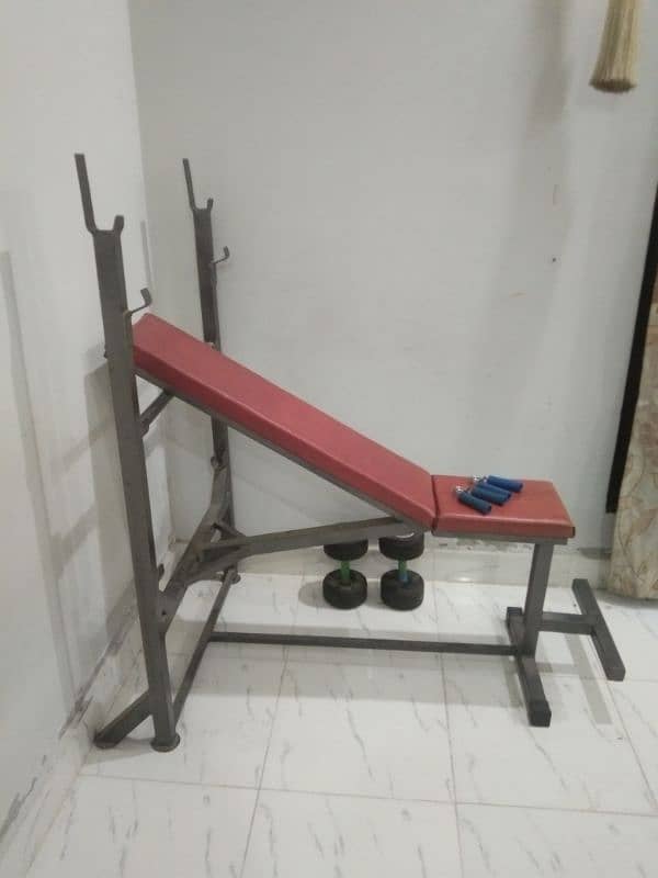 gym bench, dumbles and hand grippers 4