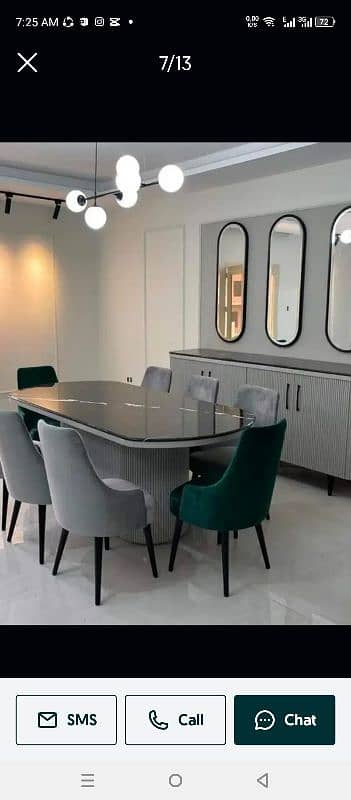 Six Seater Dining Table / 6,8,10. . Chair / Wooden / Luxury / Glass Top 9