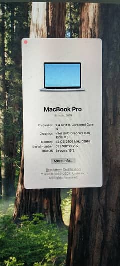 Mac book pro 2019 i9 32/512 4gb ddgrafics card