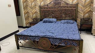 King Size Bed with Mattress and Side Tables