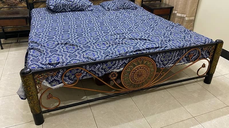 King Size Bed with Mattress and Side Tables 2